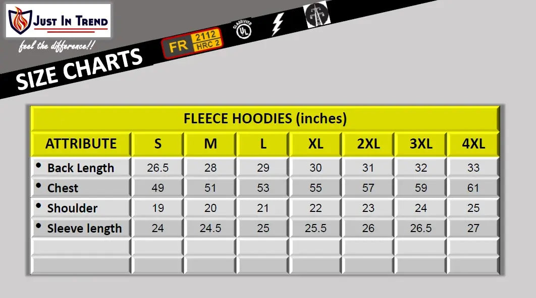 Flame Resistant Fleece Hoodies 100%C - 12 oz by Just In Trend