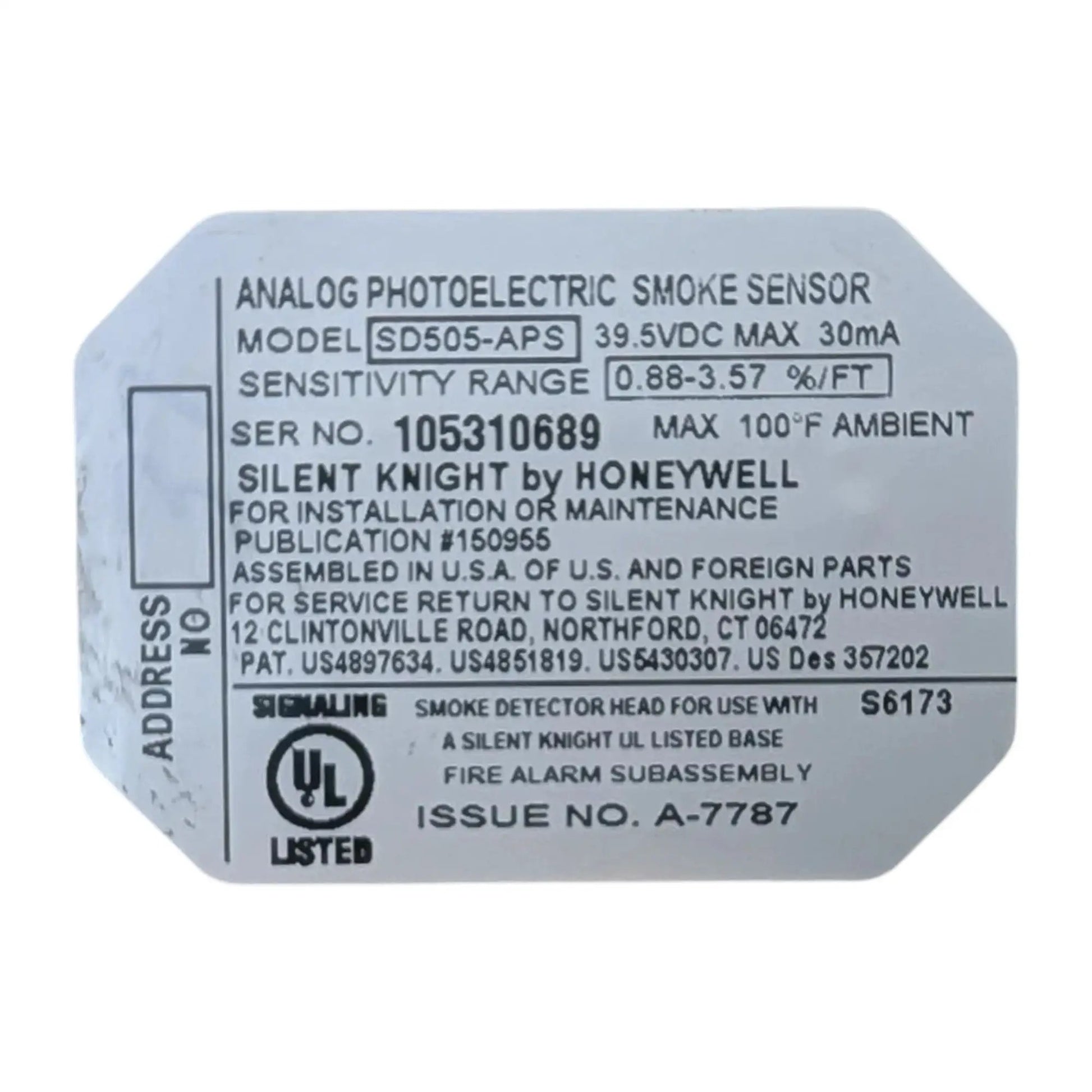 Silent Knight SD505-APS Smoke Detector (Refurbished - 90 Day Warranty) by Fredland Supply Company