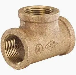 1/2" X 1/2" X 3/4" Brass Tee For Fire Protection Systems by Quality Pipe Products
