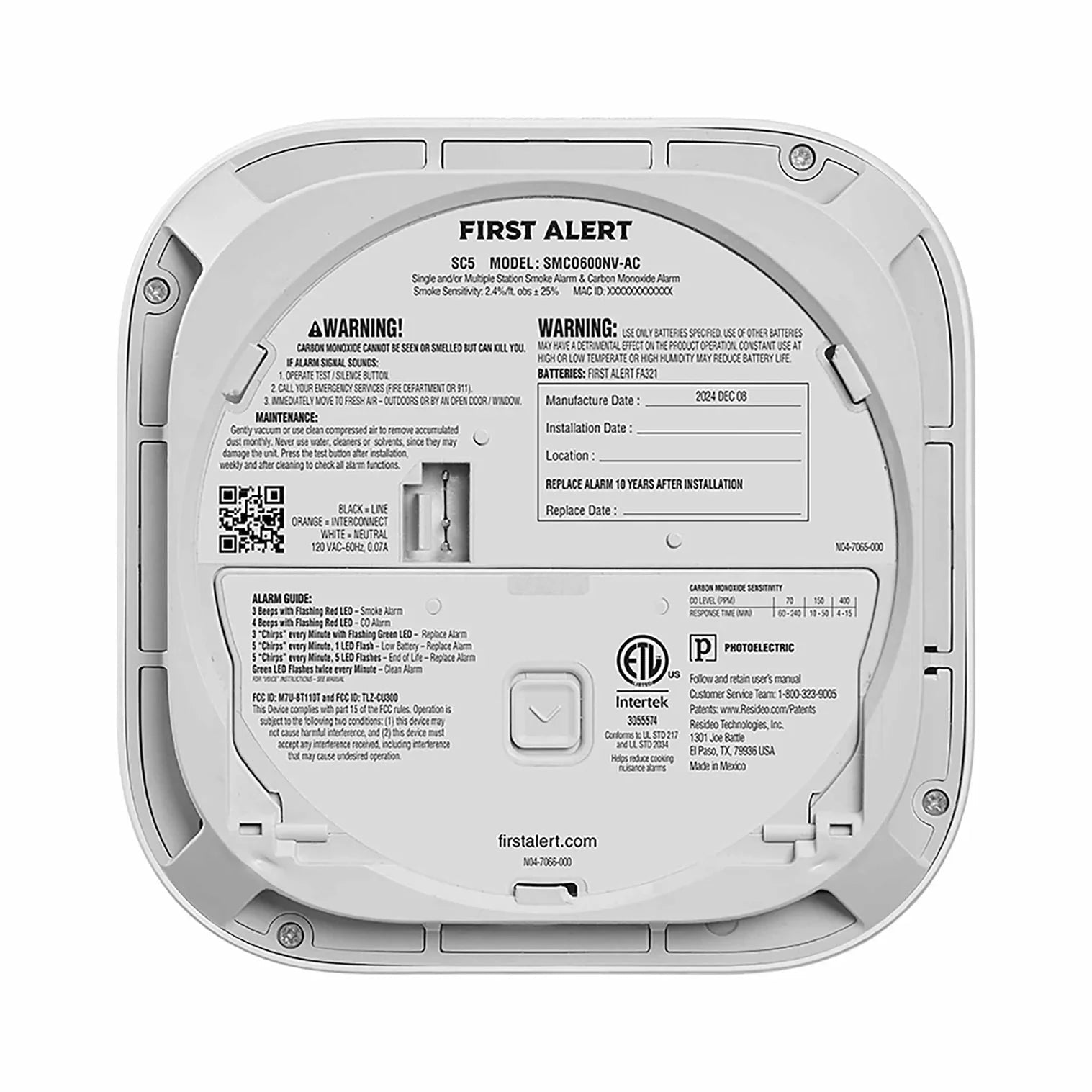 BRK SMCO600NV - AC SC5 Hardwire Smart Smoke and Carbon Monoxide Alarm - Fire Protection Parts