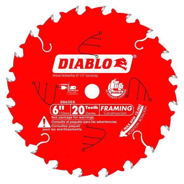 Diablo D0620X 6 in. x 20 Tooth Framing Saw Blade for Porter Cable Saw Boss - Fire Protection Parts