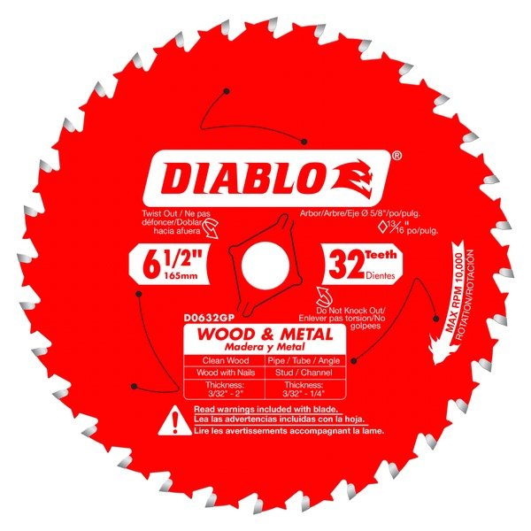 Diablo D0632GPA 6 - 1/2 in. x 32 Tooth Wood & Metal Carbide Saw Blade - Fire Protection Parts