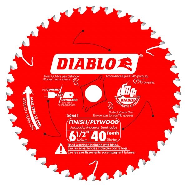 Diablo D0641A 6 - 1/2 in. x 40 Tooth Finish Trim Saw Blade - Fire Protection Parts