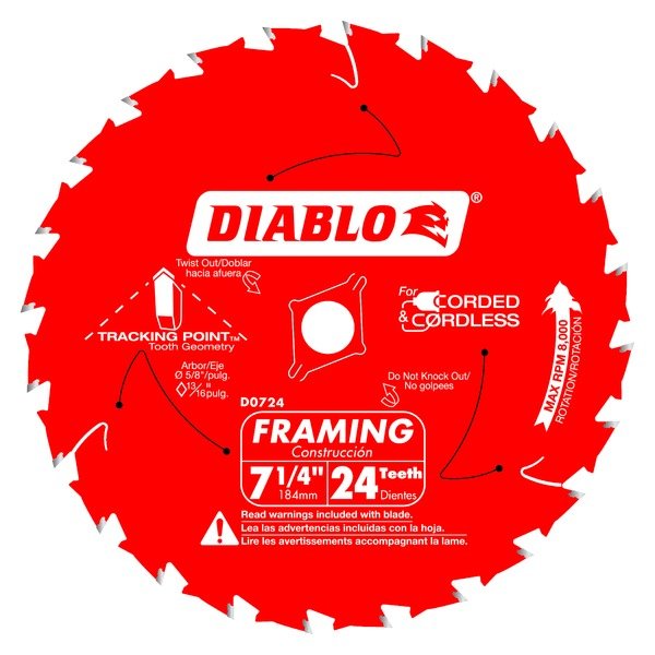 Diablo D0724A 7 - 1/4 in. x 24 Tooth Framing Saw Blade - Fire Protection Parts