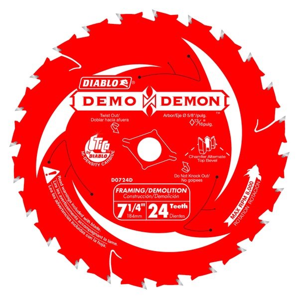 Diablo D0724DA 7 - 1/4 in. 24 - Tooth Demo Demon™ Framing/Demolition Saw Blade - Fire Protection Parts