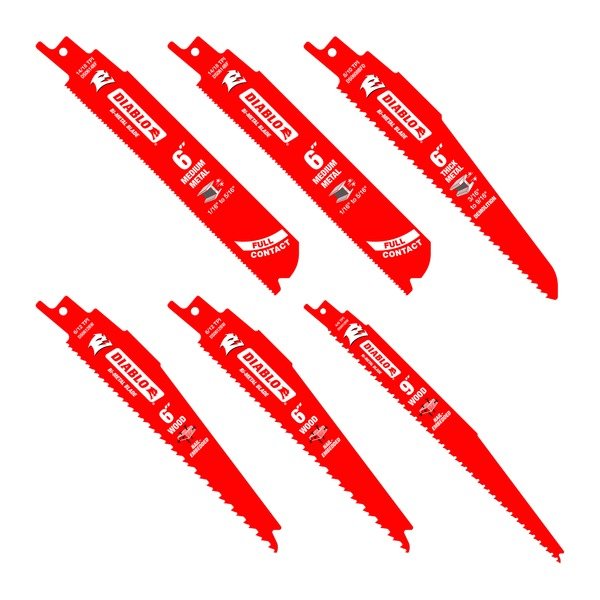 Diablo DS006S 6 pc Nail - Embedded Wood and Metal Cutting/Demolition Recip Set - Fire Protection Parts