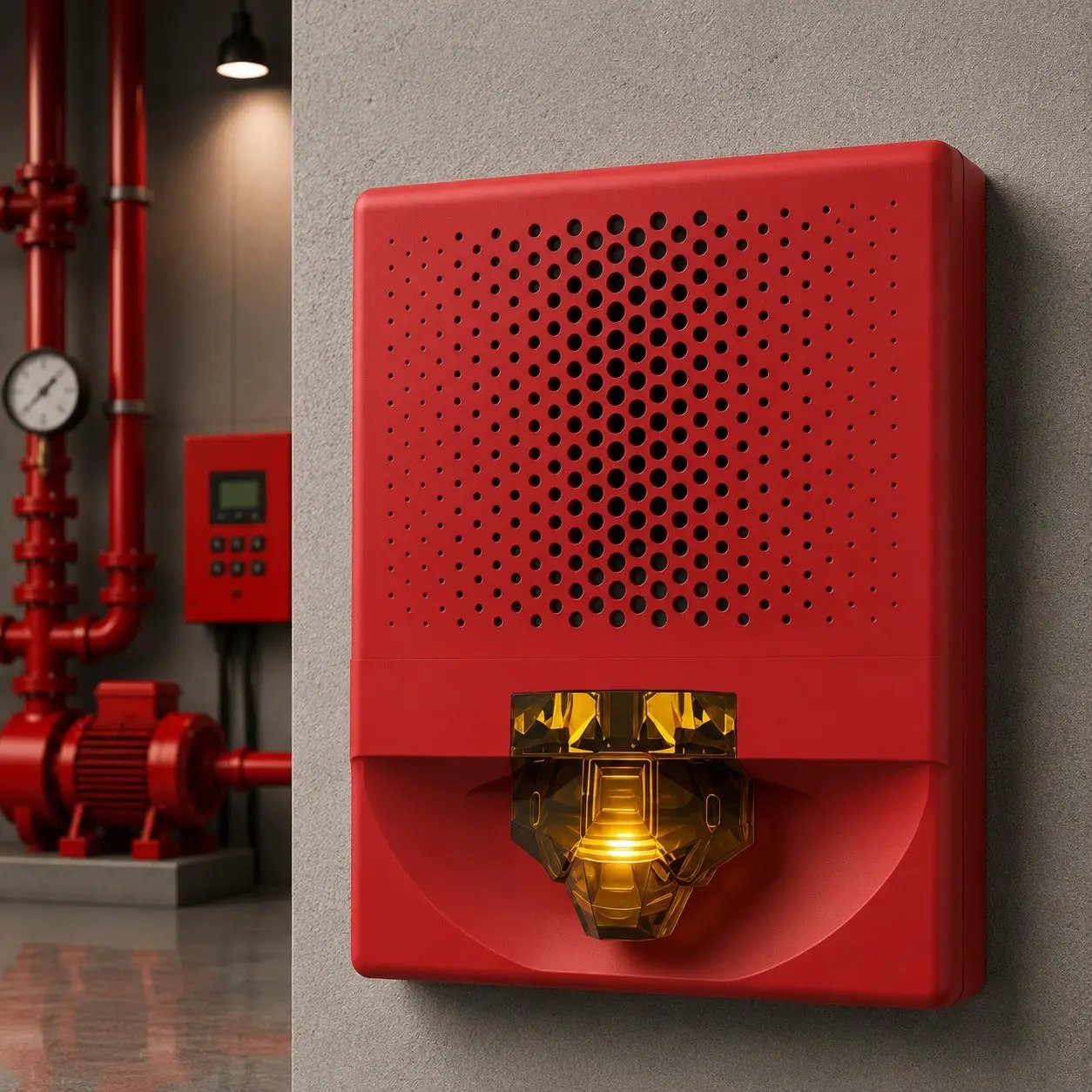 Kidde Speaker-Strobe Red Alert Amber Lens UL/FM Safety Signal by Kidde