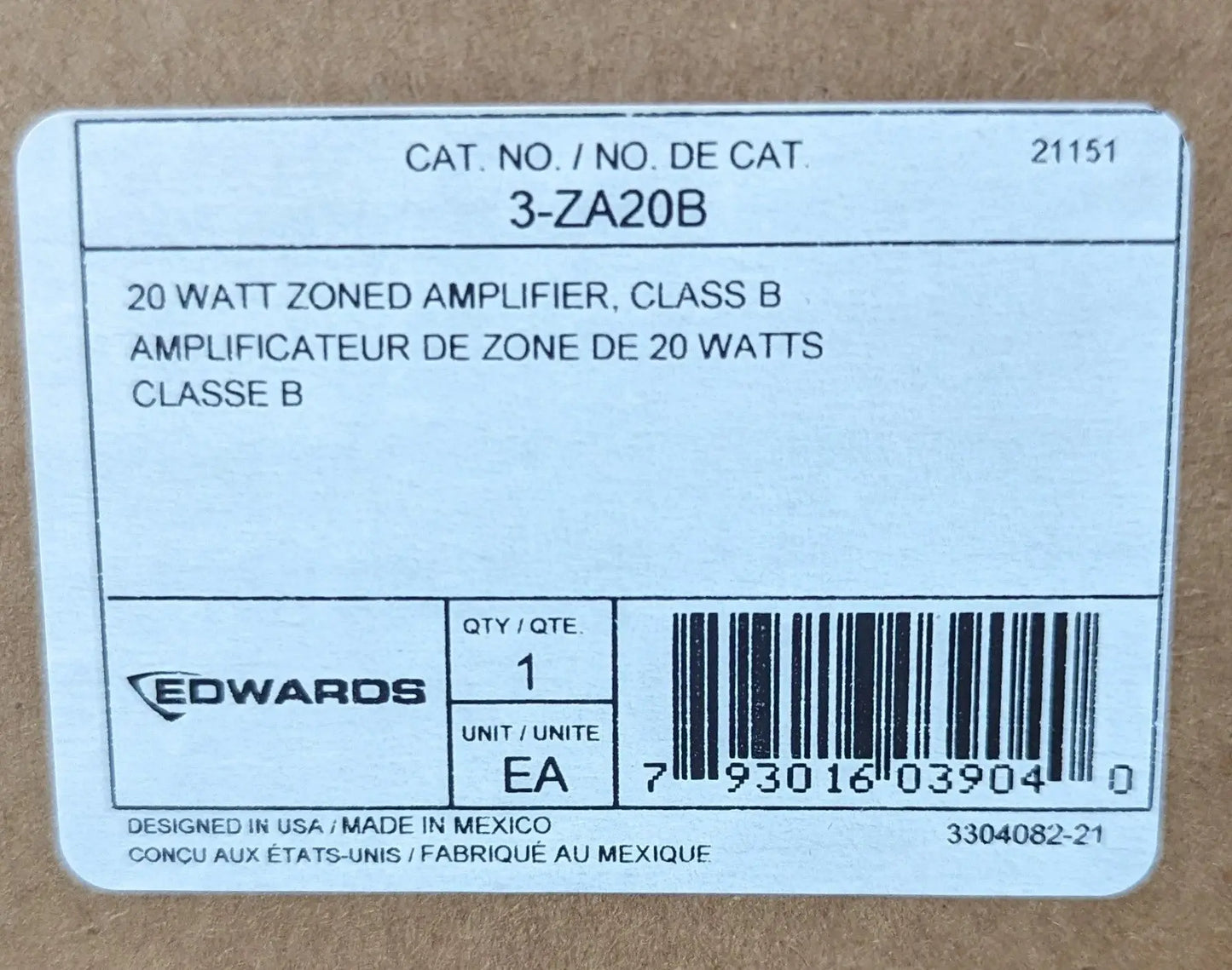 Edwards 3-ZA20B Audio Amplifier by Fredland Supply Company