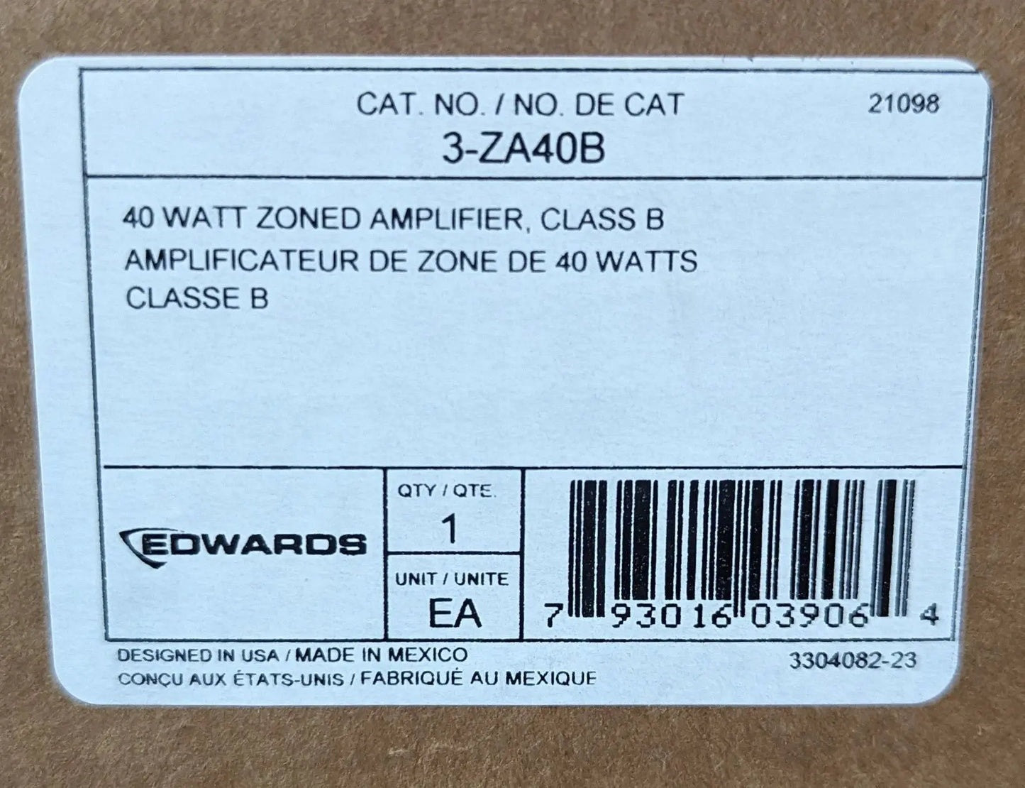 Edwards 3-ZA40B Audio Amplifier by Fredland Supply Company