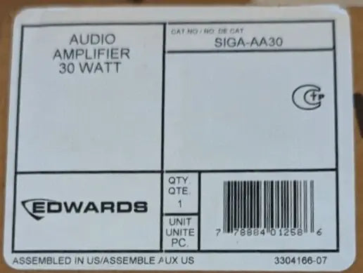Edwards EST SIGA-AA30 Audio Amplifier by Fredland Supply Company