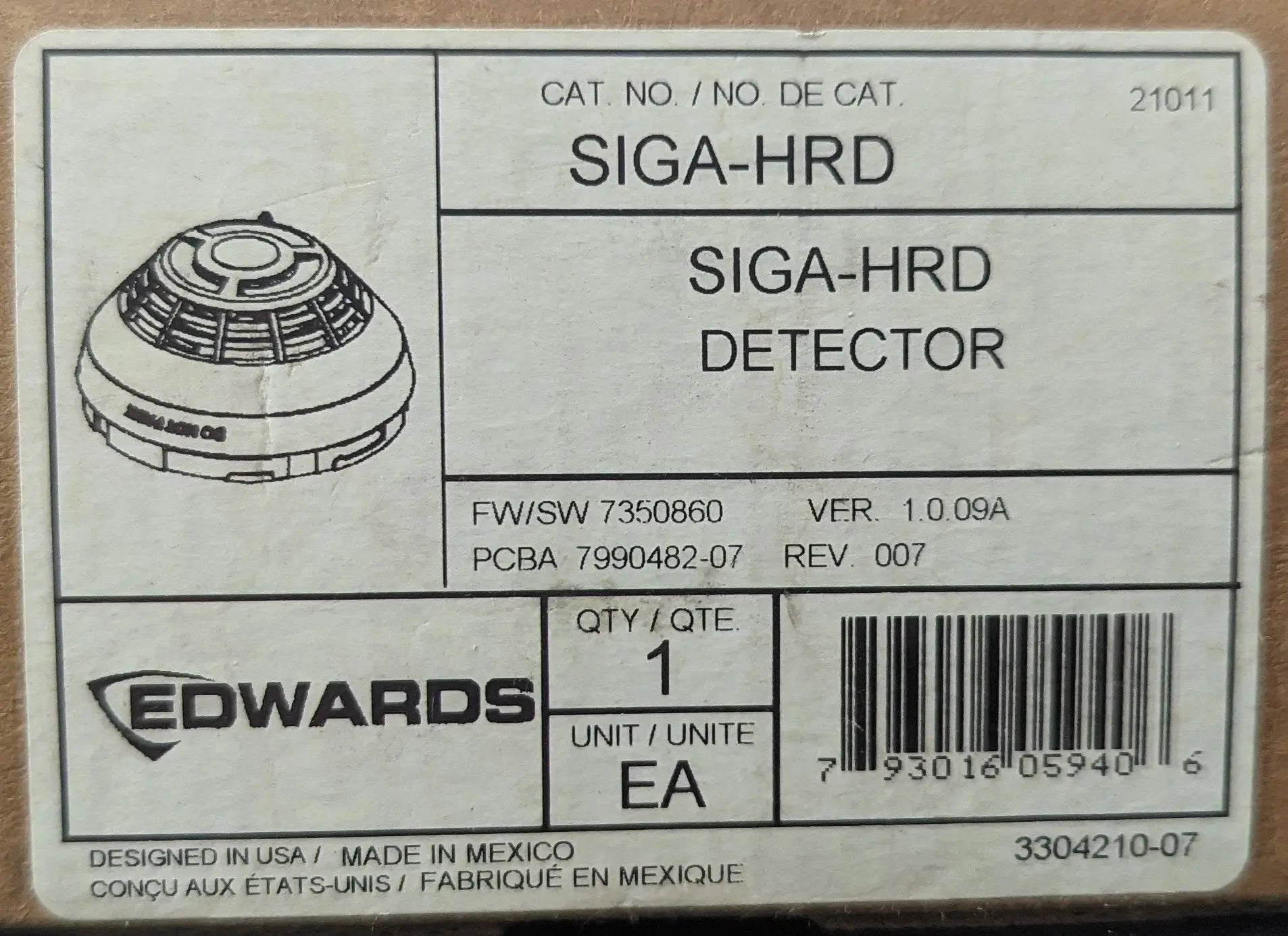 Edwards EST SIGA-HRD Heat Detector by Fredland Supply Company