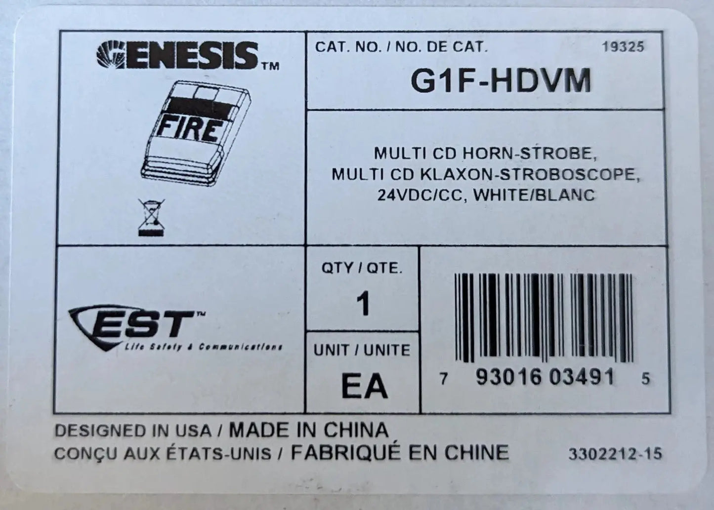 Edwards Genesis G1F-HDVM Speaker Strobe by Fredland Supply Company
