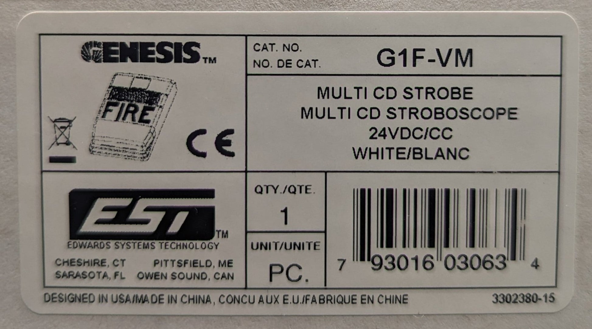 Edwards Genesis G1F - VM Speaker Strobe - Fire Protection Parts