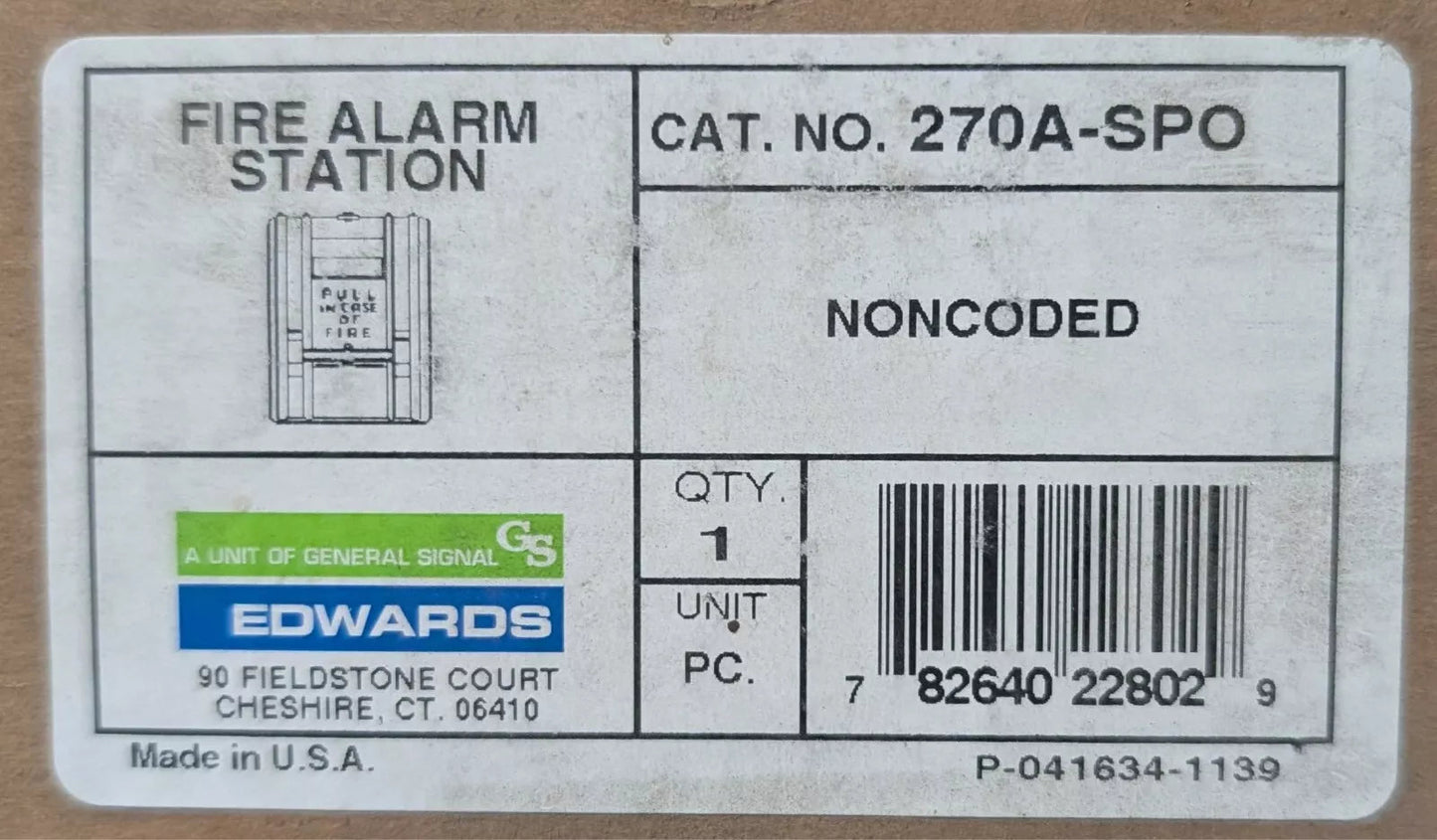 Edwards Signaling 270A - SPO Pull Station - Fire Protection Parts