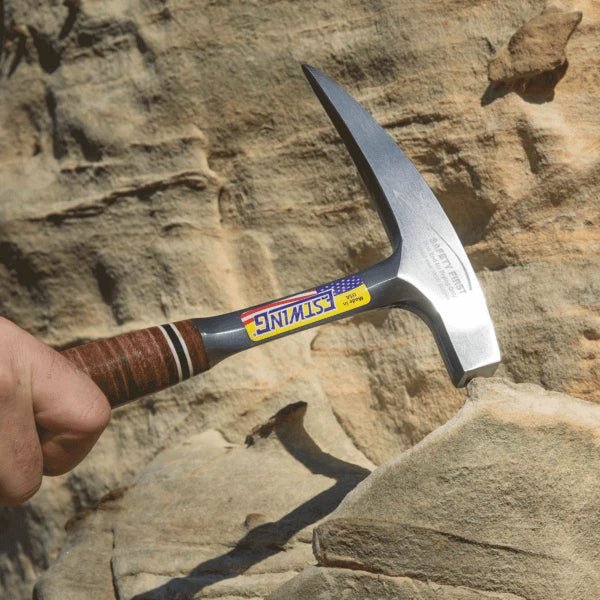 Estwing E30 22oz Solid Steel Rock Geological Hammer Pick w/ Pointed Tip and Leather Grip - Fire Protection Parts
