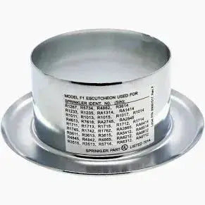 Fire Sprinkler Recessed Escutcheon F1 F2 Seamless Finish by Reliable Sprinkler