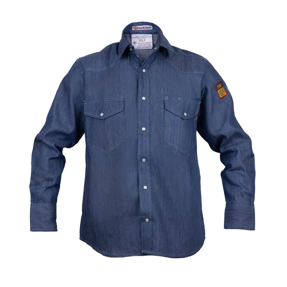 Flame Resistant FR Denim Shirt - 100% C - Fire Protection Parts