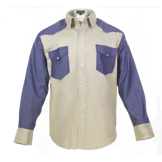 Flame Resistant FR Shirt - 88/12 - Western Style - Two Tone 7 oz  Just In Trend Fire Protection Parts Flame Resistant FR Shirt - 88/12 - Western Style - Two Tone 7 oz - Fire Protection Parts