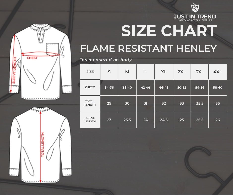 Flame Resistant Henley T-Shirts - Fire Protection Parts