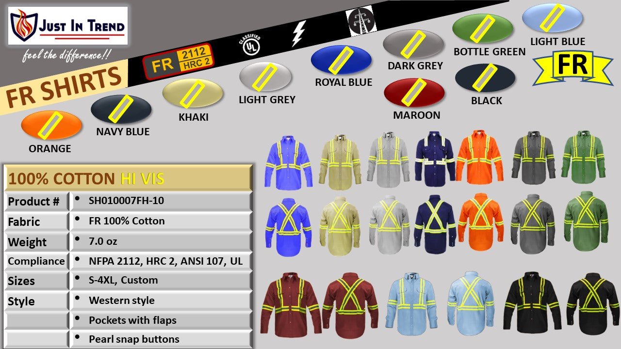 Flame Resistant High Visibility Shirt - 100% C - 7 oz - Fire Protection Parts