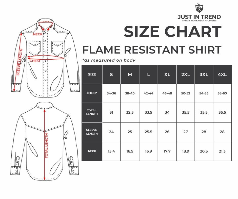 Flame Resistant Welding Shirt - 100% C - 9 oz - Fire Protection Parts
