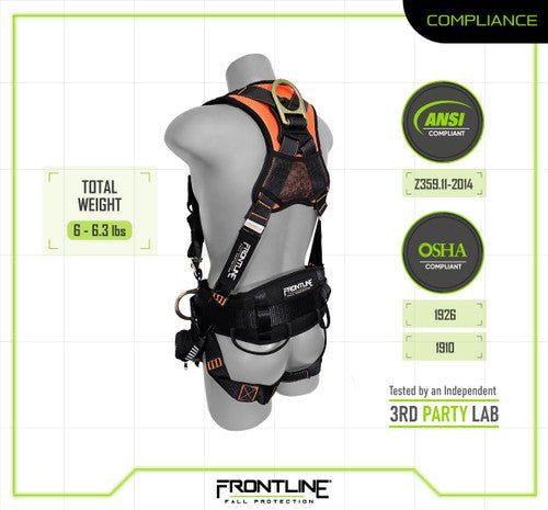 Frontline 100CTB Combat Construction Full Body Harness with Tongue Buckle Legs and Trauma Straps 3X/4X - Fire Protection Parts