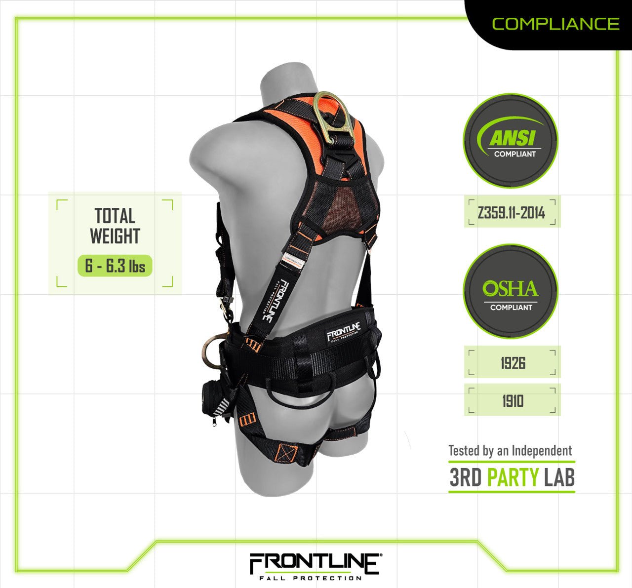 Frontline 100CTB Combat Construction Full Body Harness with Tongue Buckle Legs and Trauma Straps S - Fire Protection Parts