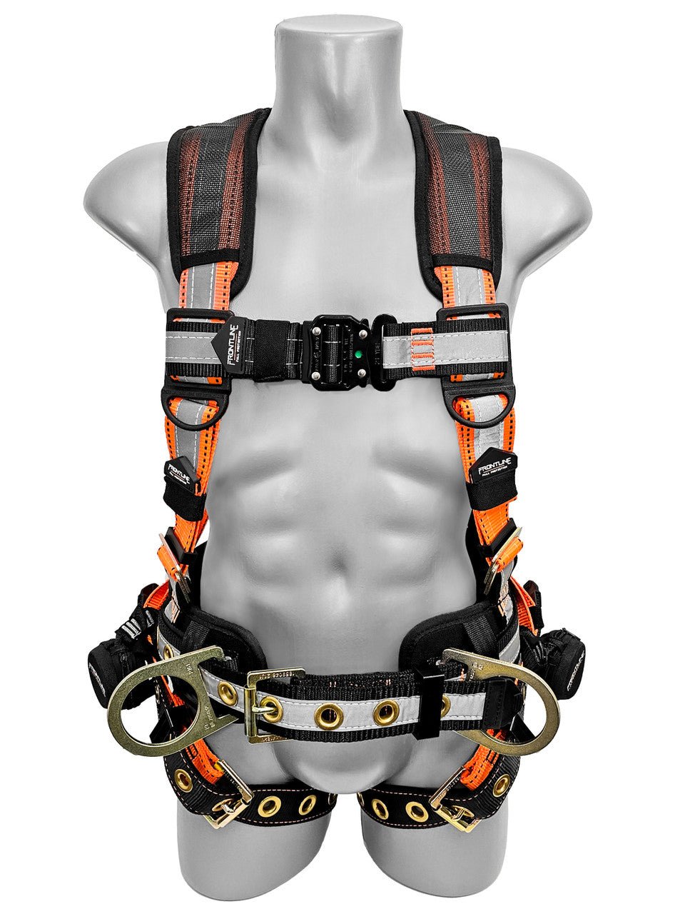Frontline 100RCTB Combat Reflective Construction Full Body Harness with Tongue Buckle Legs and Trauma Straps XL/2X - Fire Protection Parts