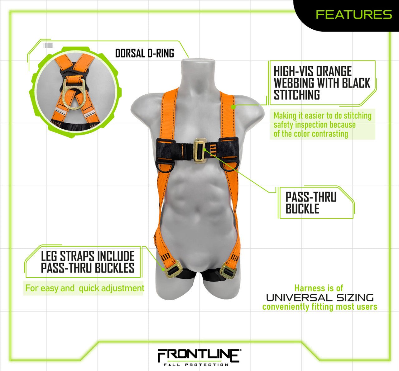 Frontline 100VMB Combat Economy Series Full Body Harness (Uni) Universal - Fire Protection Parts