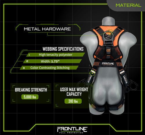 Frontline 105CFTB Combat Vest Style Harness with Front Side D - Rings and Suspension Trauma Straps 2X/3X - Fire Protection Parts
