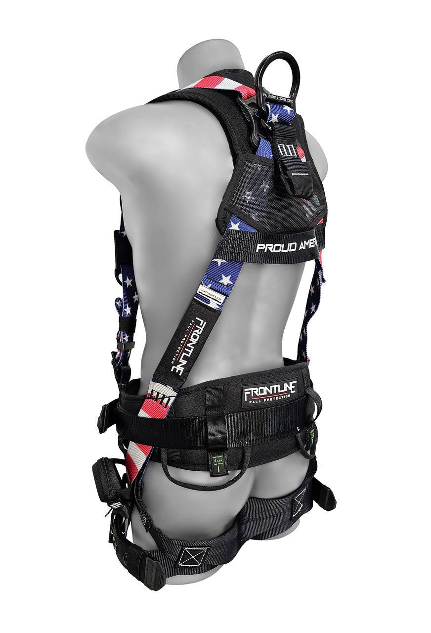 Frontline 110CTB - AM American Style Full Body Harness with Aluminum Hardware and Suspension Trauma Straps M/L - Fire Protection Parts