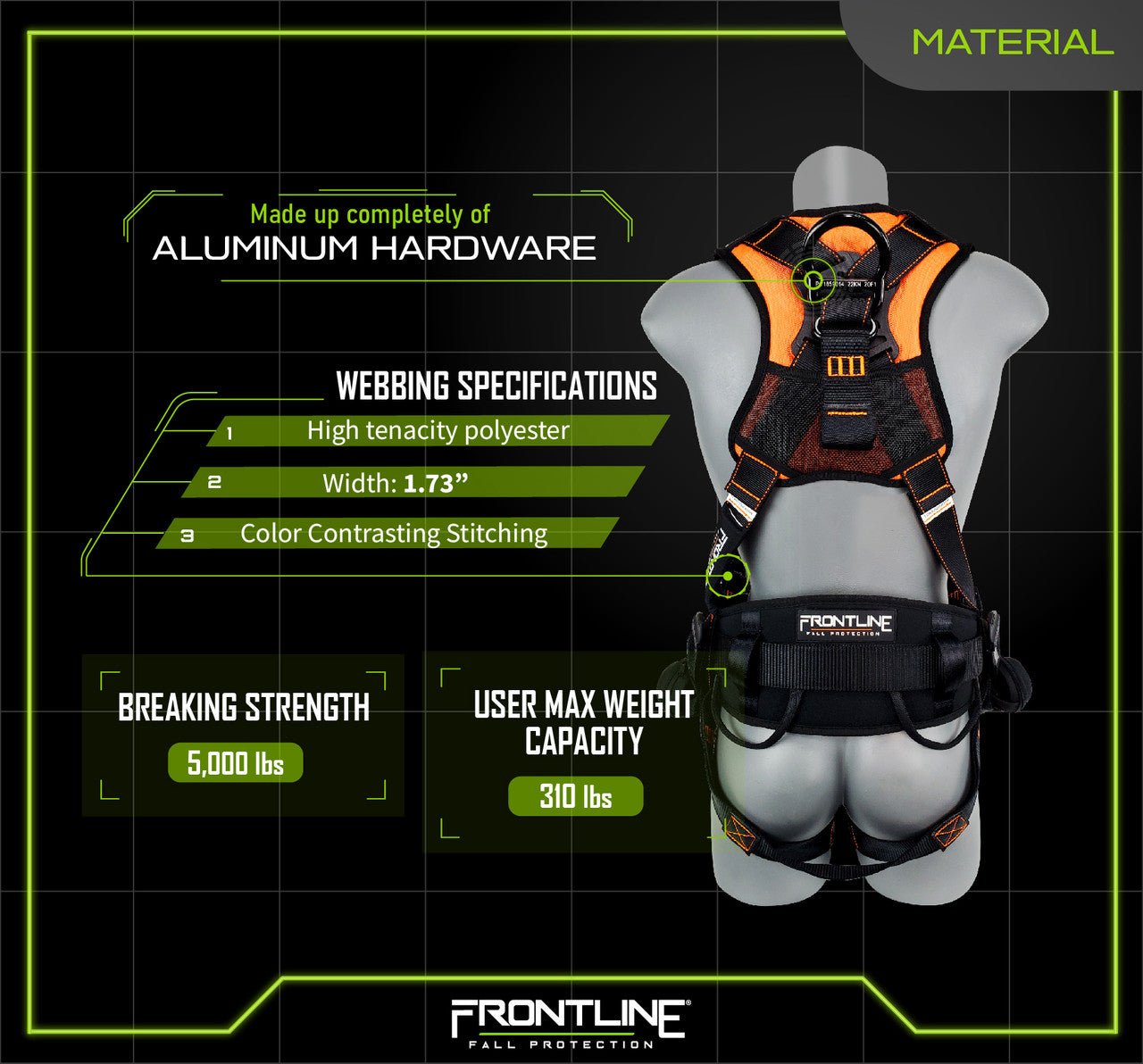 Frontline 110CTB Combat Lite Full Body Harness all Aluminum Hardware and Suspension Trauma Straps 3X/4X - Fire Protection Parts