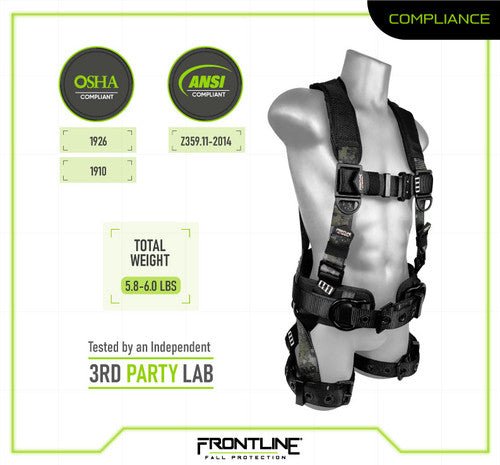 Frontline 110CTB - DC Digital Camo Full Body Harness with Aluminum Hardware and Suspension Trauma Straps S - Fire Protection Parts