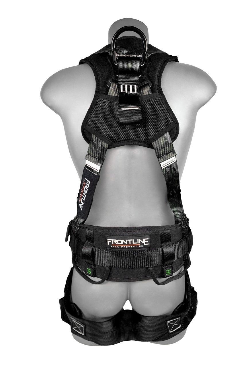 Frontline 110CTB - DC Digital Camo Full Body Harness with Aluminum Hardware and Suspension Trauma Straps S - Fire Protection Parts