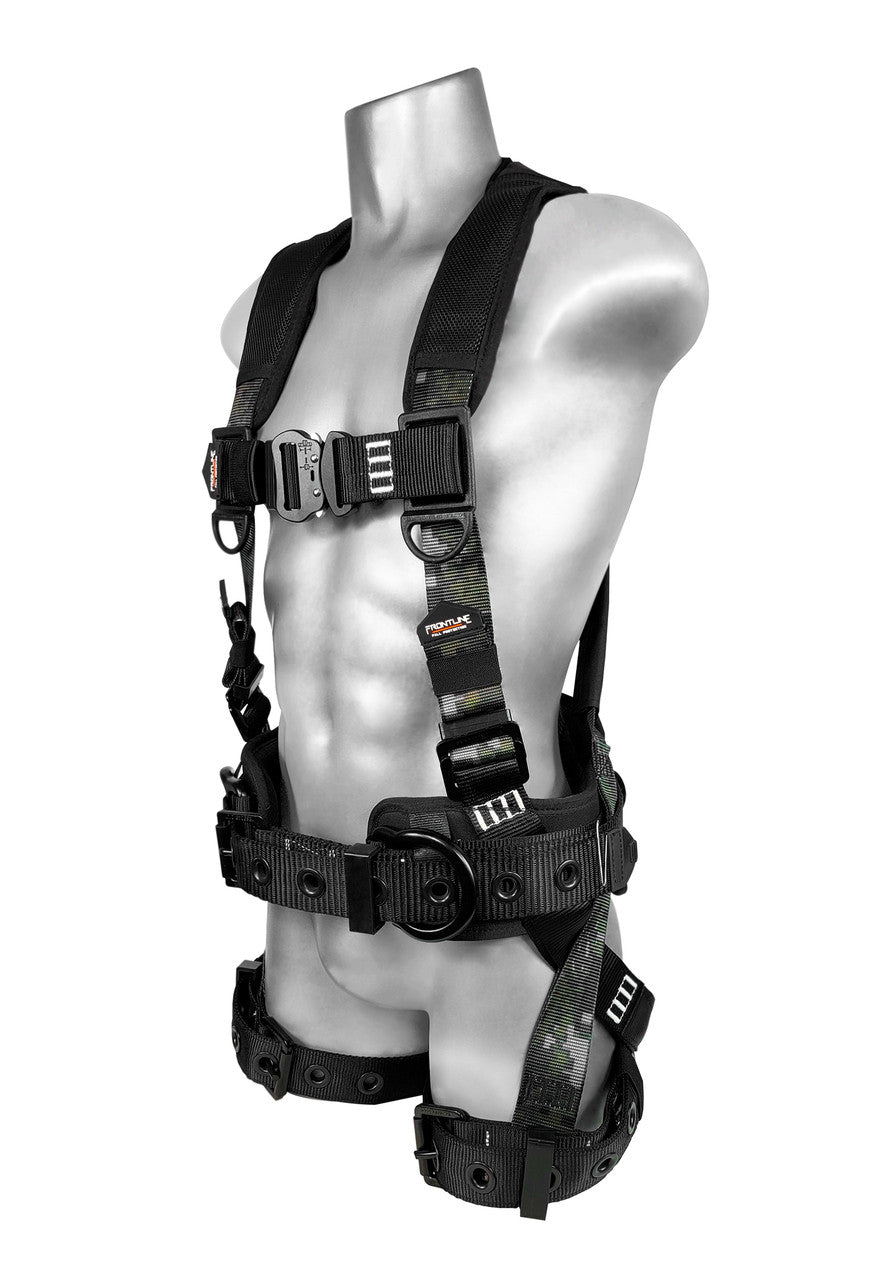 Frontline 110CTB - DC Digital Camo Full Body Harness with Aluminum Hardware and Suspension Trauma Straps XL/2X - Fire Protection Parts