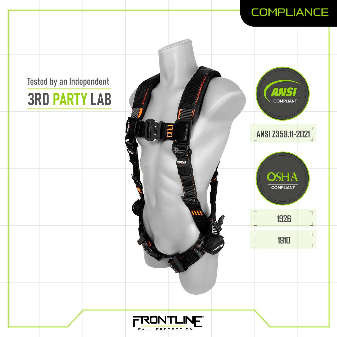 Frontline 110VTB Combat Lite Vest Style Harness with Aluminum Hardware and Suspension Trauma Straps M/L - Fire Protection Parts