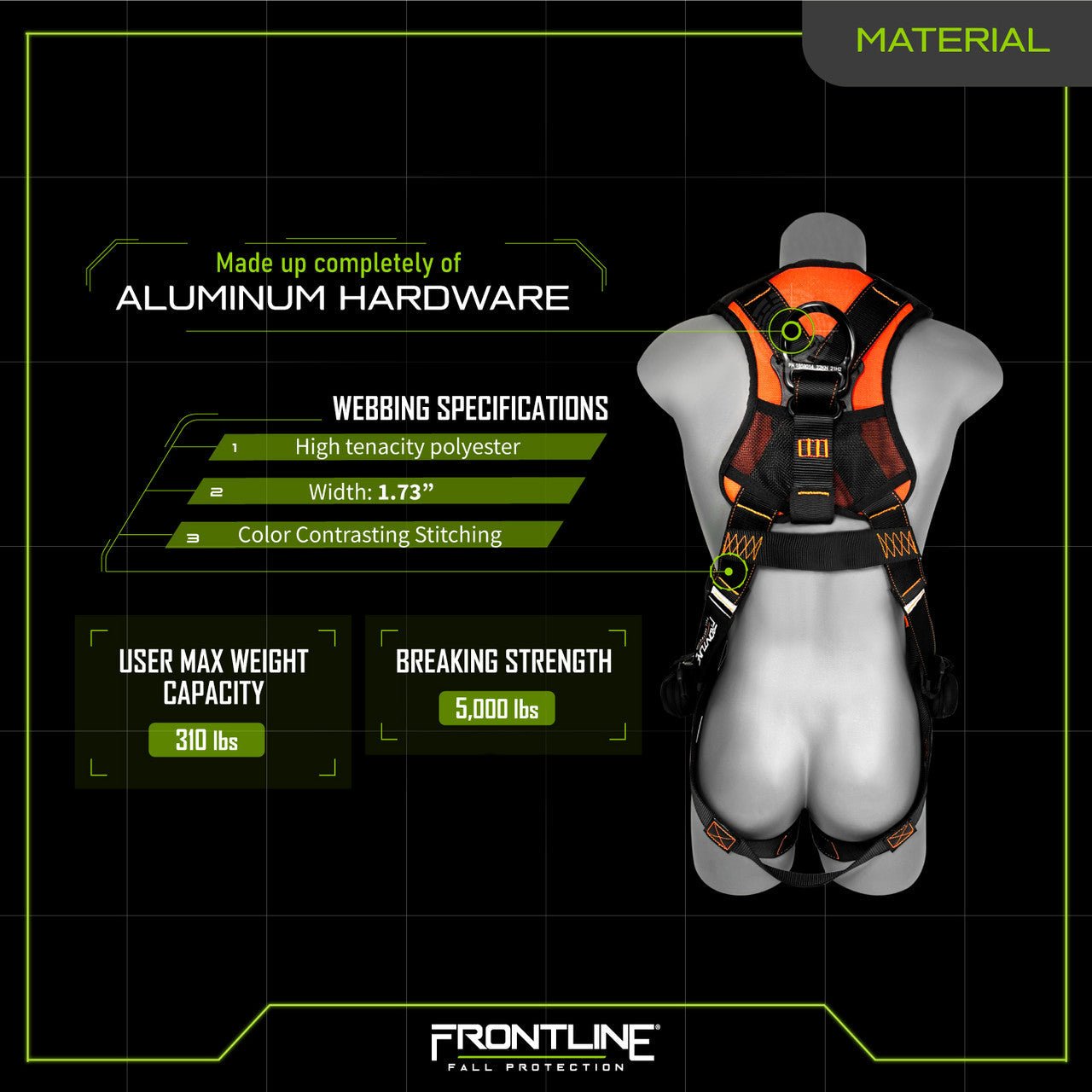 Frontline 110VTB Combat Lite Vest Style Harness with Aluminum Hardware and Suspension Trauma Straps S - Fire Protection Parts