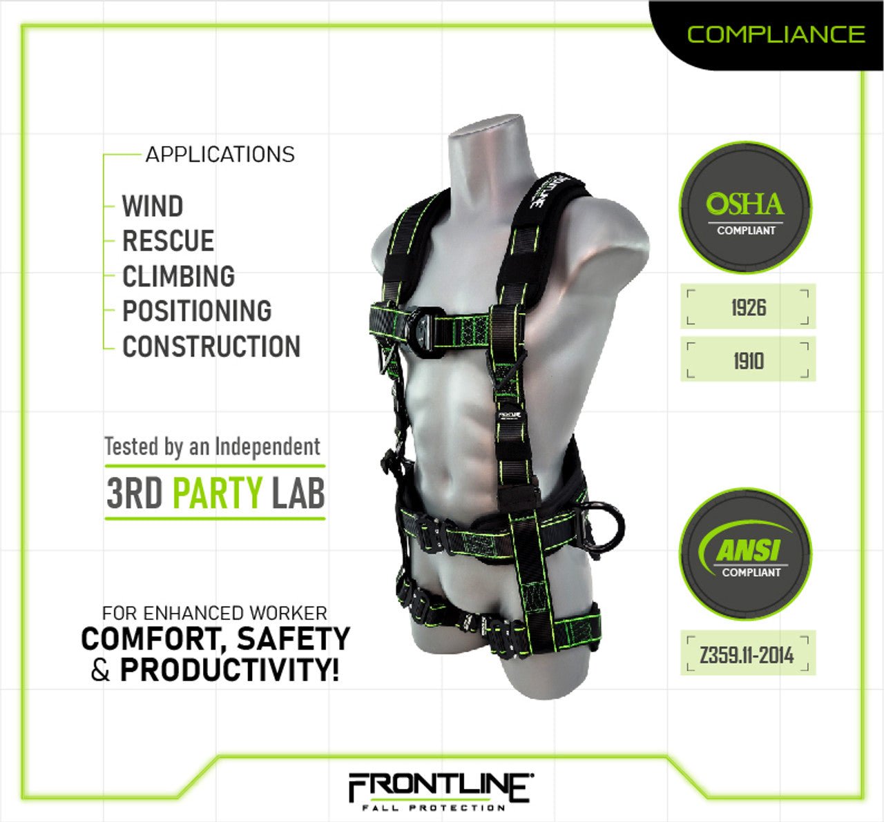 Frontline 200RE Elite Lite Climbing/Rescue Full Body Harness with Aluminum Quick Connect Buckles Universal - Fire Protection Parts