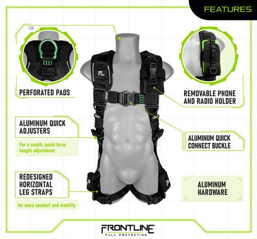 Frontline 250VTB Elite Vest Style Harness with Aluminum Hardware and Suspension Trauma Straps M/L - Fire Protection Parts