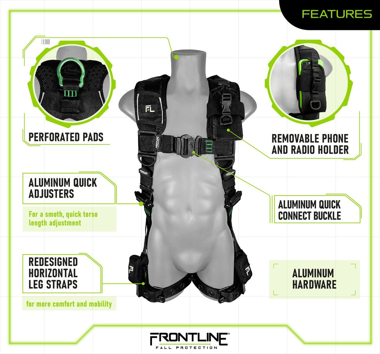 Frontline 250VTB Elite Vest Style Harness with Aluminum Hardware and Suspension Trauma Straps XL/2XL - Fire Protection Parts