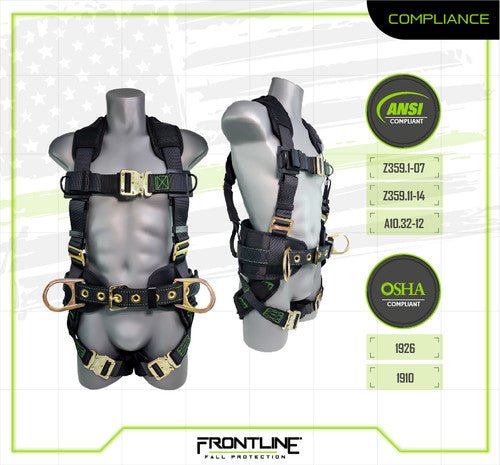 Frontline 350CQC Patriot Construction Harness with Airflo and Quick Connect Buckles - Made in USA XL - Fire Protection Parts