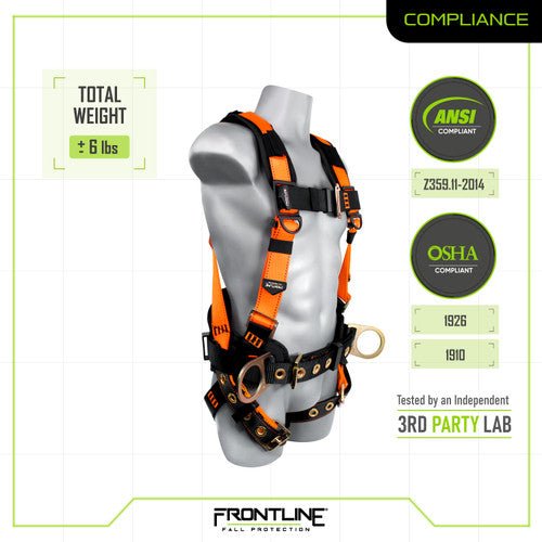Frontline 50CTB Combat Construction Style Full Body Harness with Tongue Buckle Belt & Legs S - Fire Protection Parts