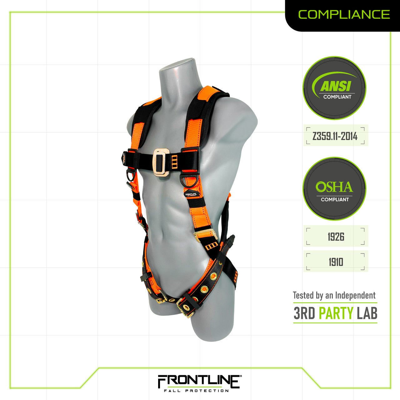 Frontline 50VTB Combat Economy Series Full Body Harness with Tongue Buckle Belt XL/2X - Fire Protection Parts