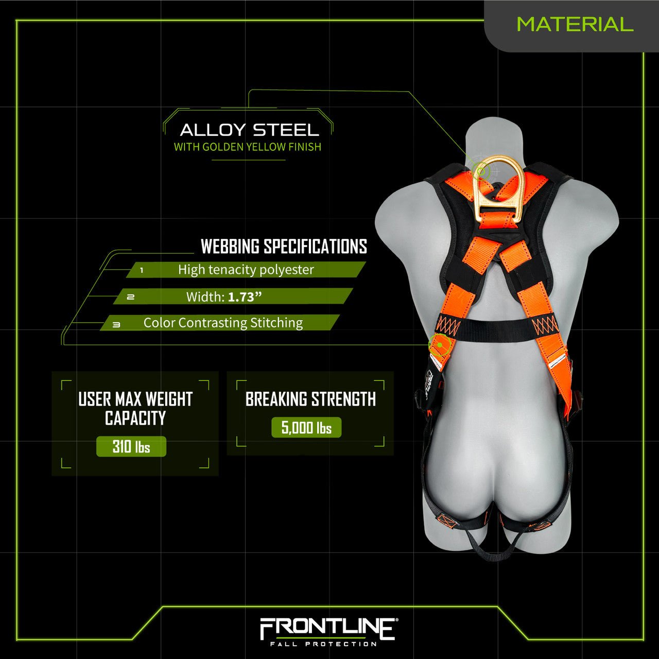 Frontline 50VTB Combat Economy Series Full Body Harness with Tongue Buckle Belt XL/2X - Fire Protection Parts