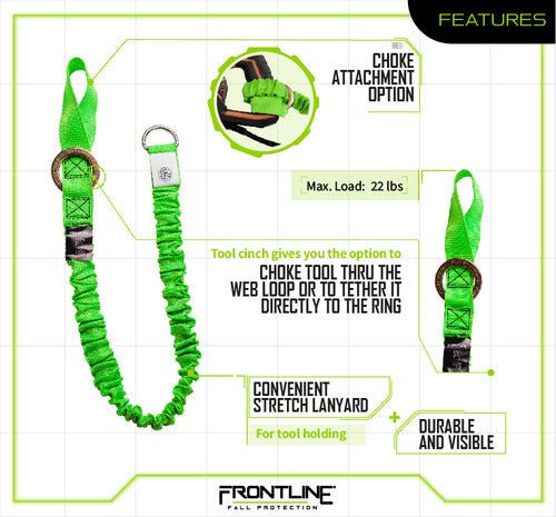 Frontline ACTLS222C ToolGrip 22 lbs Tool Lanyard Cinch with D - Ring - Fire Protection Parts