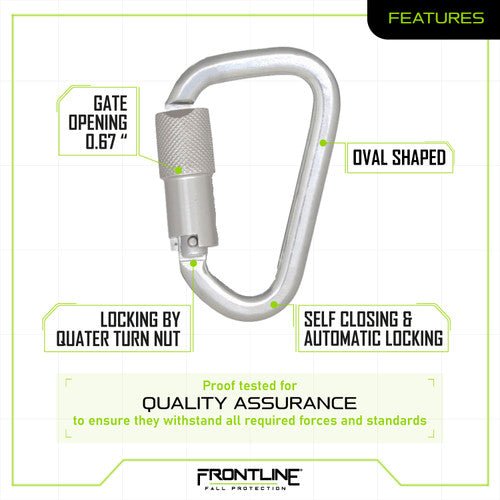 Frontline CAQ117 Aluminum Quarter Turn Locking Carabiner - Fire Protection Parts