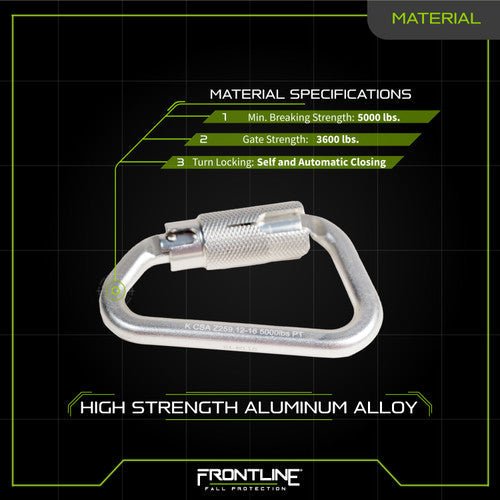 Frontline CAQ117 Aluminum Quarter Turn Locking Carabiner - Fire Protection Parts