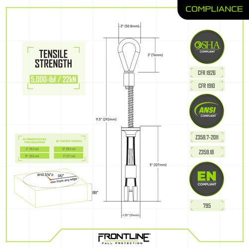Frontline COB345K Reusable 5K Concrete Anchor Bolt - Fire Protection Parts