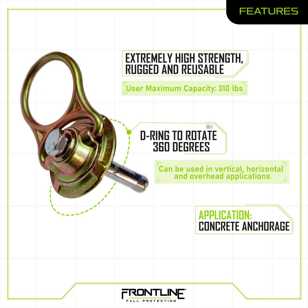 Frontline COM345K MEGA Swivel 5k Concrete Anchor - Fire Protection Parts