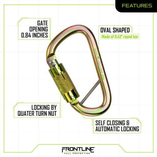 Frontline CSQ184 Steel Quarter Turn - locking Carabiner - Fire Protection Parts